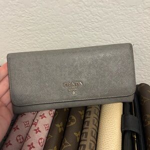 Prada Metallic Gray Wallet